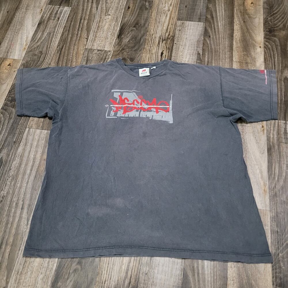 Vintage Y2k MECCA Since Day One‎ Logo T-Shirt Mens Size 2XL Gray Faded